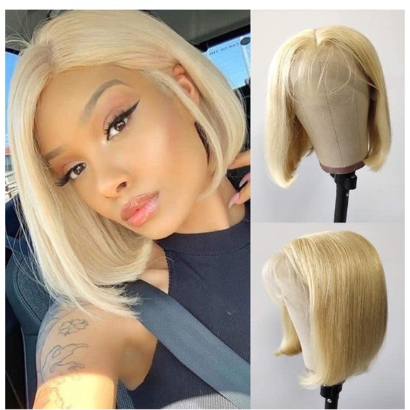 613 Short Bob Lace Front Human Hair Wigs main image 5